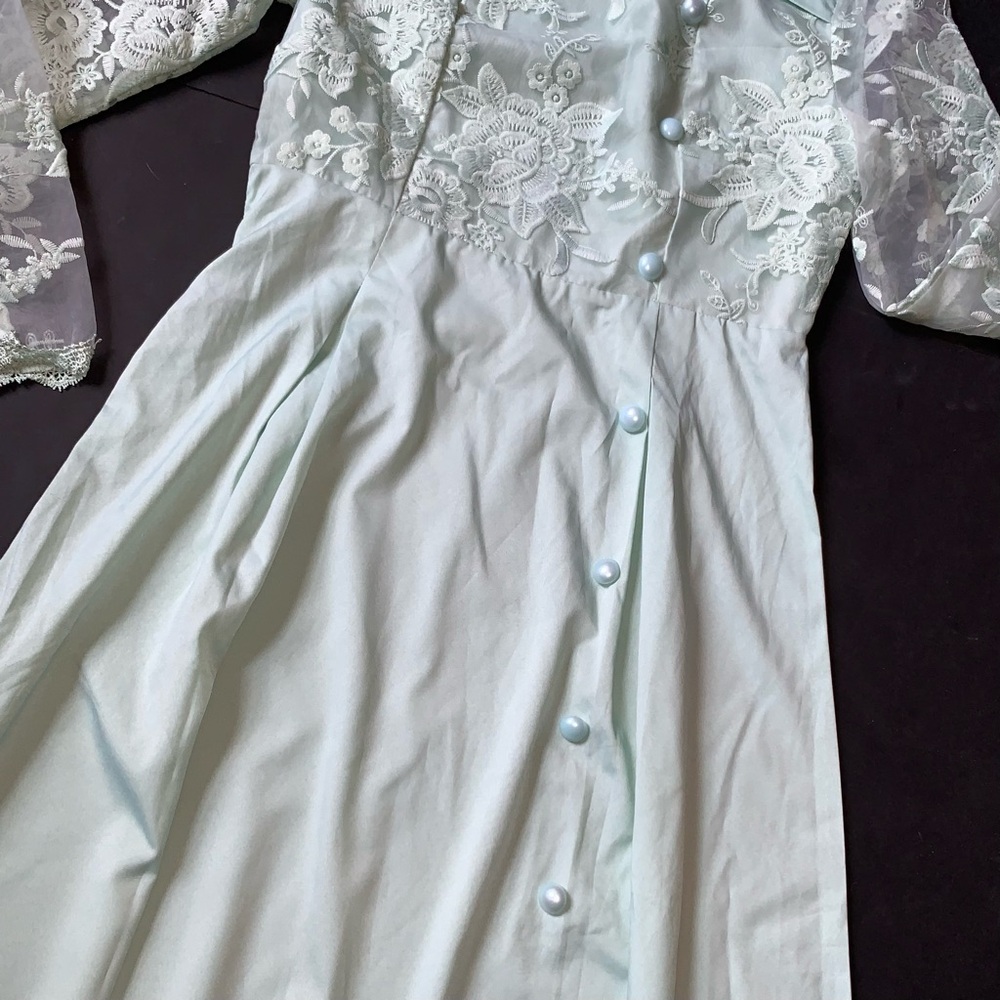 v i n t a g e :: Romantic Floral Lace Embroidered Sheer Maxi Dress - Picture 11 of 16